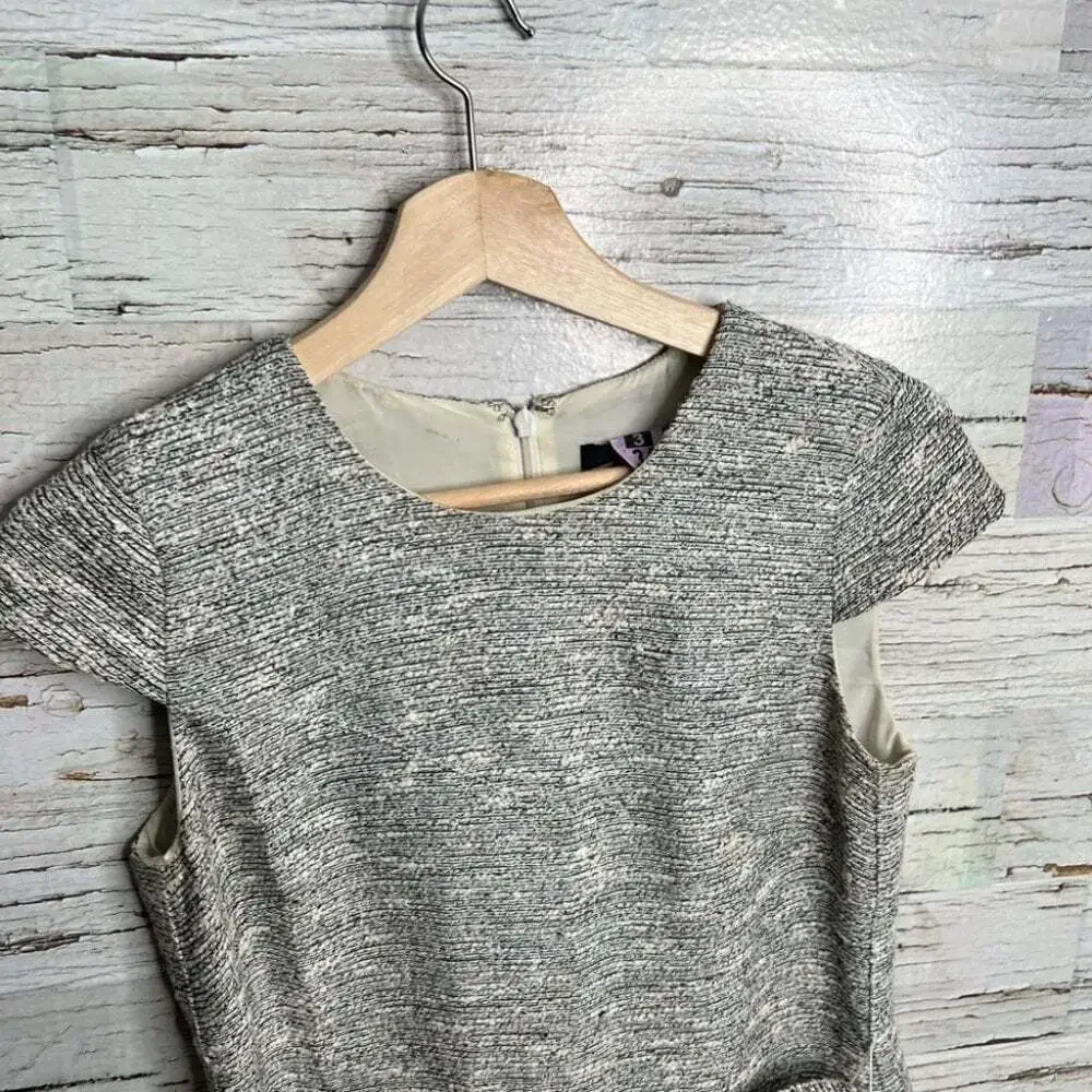 J. CREW Belted Dress Black  White Tweed gray size 0
